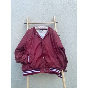 Vintage Windbreaker Nylon Jacket 3XL Mens Hiband Maroon Track Varsity Style